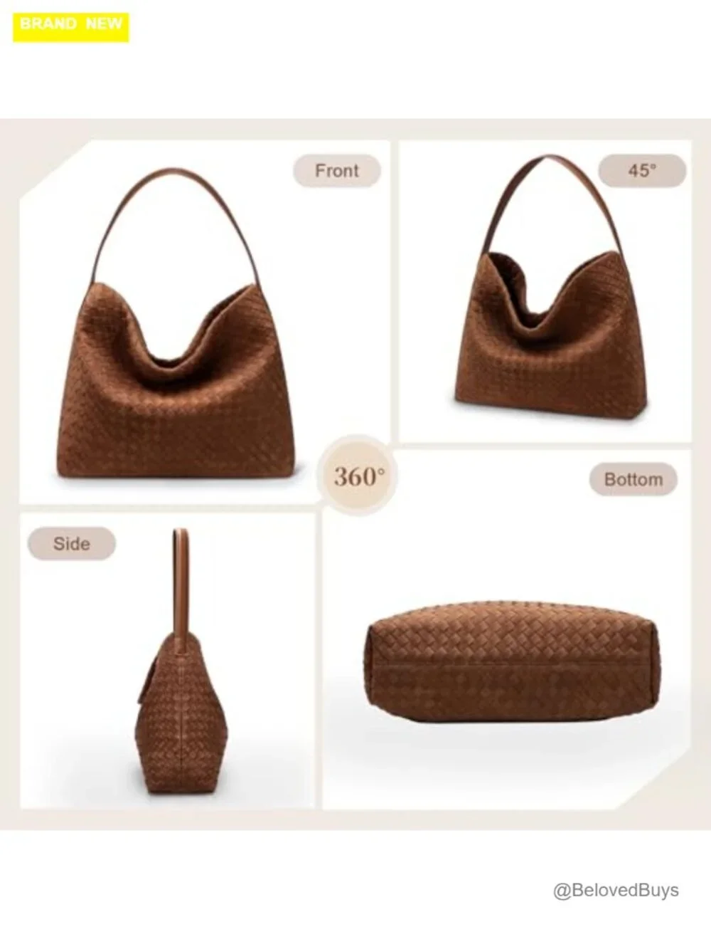 Faux Leather Woven Hobo Bag Shoulder Satchel Work Travel Tote